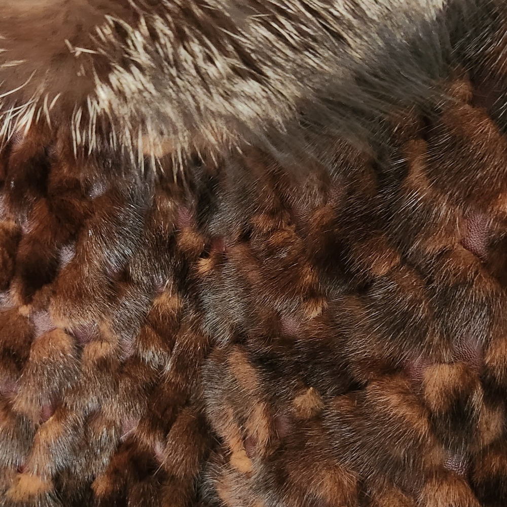 NWT Genuine Mink Fur Real Fox Fur Leather Coat  Only One Available - Picture 5 of 15